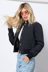 Dry Nylon Diamond Quilted Bomber Jacket