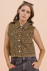 Leopard Denim Vest
