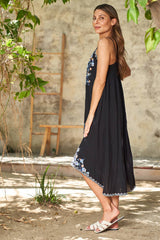 Viscose Woven Hi-Low Slip Dress 4021-MAD : Black / L