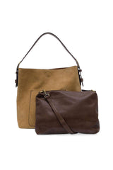 Hobo Handle Rich Faux Suede Handbag: L8235-20 Rust