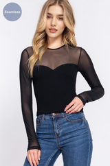 Mesh Seamless Sweetheart Top