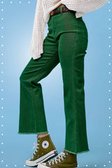 MCP3113-Soft Washed High Waisted Flare Pants 4th of july: Fade Olive / L