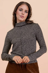 Grey Leopard Knit Top