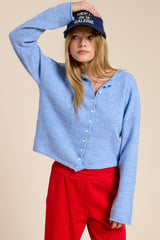 Essential Button Down Cardigan Top: Ocean / M