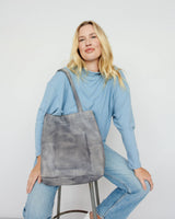 Margie Handcrafted Leather Tote Bag: Dark Grey