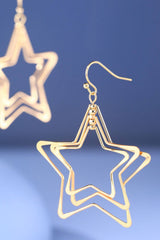 Triple Open-Stars Drop Earrings: MU-Gold/Silver / 2 / OS