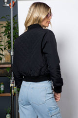 Dry Nylon Diamond Quilted Bomber Jacket