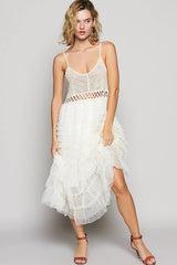Crochet and Tulle Ruffle Dress