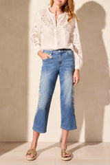 Audrey Crop Jeans with Embroidery