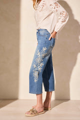 Audrey Crop Jeans with Embroidery