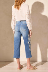 Audrey Crop Jeans with Embroidery