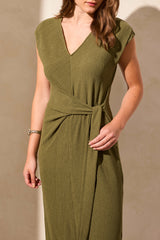 Short Sleeve Dress with Tie Front