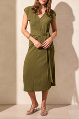 Short Sleeve Dress with Tie Front