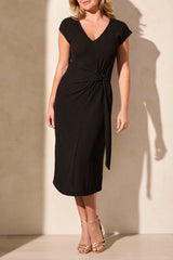 Short Sleeve Dress with Tie Front