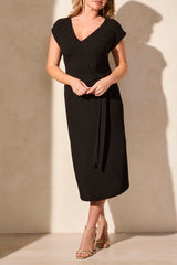 Short Sleeve Dress with Tie Front