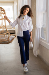 Adjustable Sleeve Button Front Woven Top