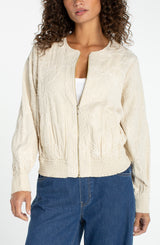 Embroidered Cotton Jacket with Smocking