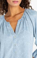 Button Front Shirred Top
