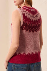 FUZZY SOFT-KNIT FAIR ISLE SWEATER VEST