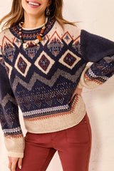 FAIR ISLE EYELASH KNIT SWEATER