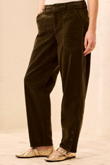 CORDUROY BARREL LEG ANKLE PANTS