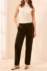 CORDUROY BARREL LEG ANKLE PANTS