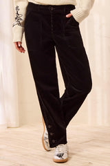 CORDUROY BARREL LEG ANKLE PANTS