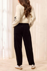 CORDUROY BARREL LEG ANKLE PANTS