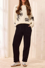CORDUROY BARREL LEG ANKLE PANTS