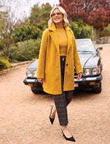BOUCLÉ SINGLE BREAST BUTTON-FRONT COAT