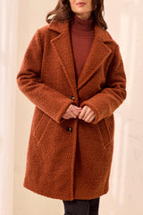 BOUCLÉ SINGLE BREAST BUTTON-FRONT COAT