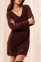 WEAR TWO WAYS LONG SLEEVE VELVET LACE DRESS