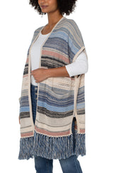 Sleeveless Cardigan Sweater with Fringe