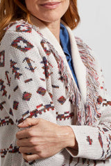 Fringed Shawl Collar Cardigan