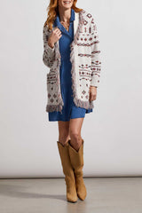 Fringed Shawl Collar Cardigan
