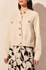 Button-Front Coat With Drawcord Hem