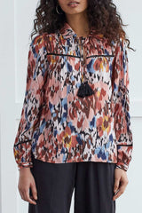 Collared Blouse with Tassels