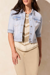 Stretch Denim Short Sleeve Jacket