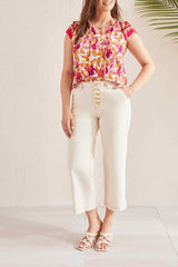 Brooke High Rise Button Fly Wide Leg