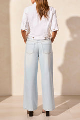 Stretch White Denim Short Sleeve Jacket