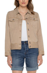 Trucker Jacket with Elastic Waistband