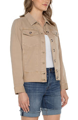Trucker Jacket with Elastic Waistband