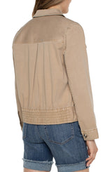 Trucker Jacket with Elastic Waistband