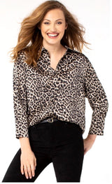 V-Neck Leopard Blouse