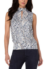Mock Neck Python Print Top