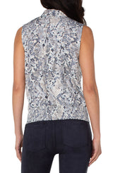 Mock Neck Python Print Top