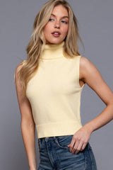 Sleeveless Turtle Neck Sweater Top: IVY-ivory / S