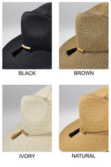 Duo-Tone Panama Hat with Wood Beads: BROWN / 2 / ONE SIZE (OS)