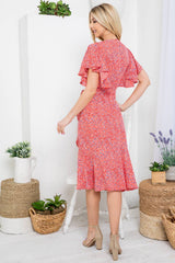 Flurries of dots Print Faux Wrap Dress