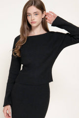 Bell Sleeve Wide Boat Neck Sweater: BRN-caramel brown / S